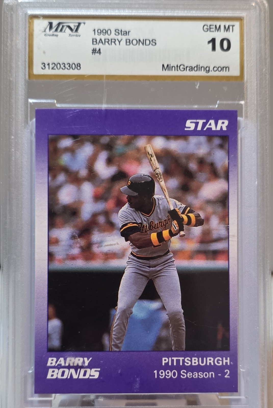 The Star Co. 1990 Star Barry Bonds #4 Pittsburgh Pirates Mint Grading GEM MT 10