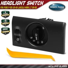 Black Headlight Switch for Ford F-150 05-08 Lincoln Mark LT 06-08 with Fog light