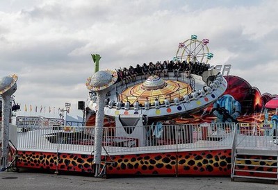 Photo:Des Moines Iowa State Fair 2016 Amusement Park Ride Ferris Wheel