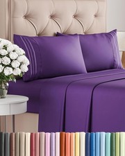 King Size 4 Piece Sheet Set Comfy Breathable Cooling Bed Sheets Set Hotel...