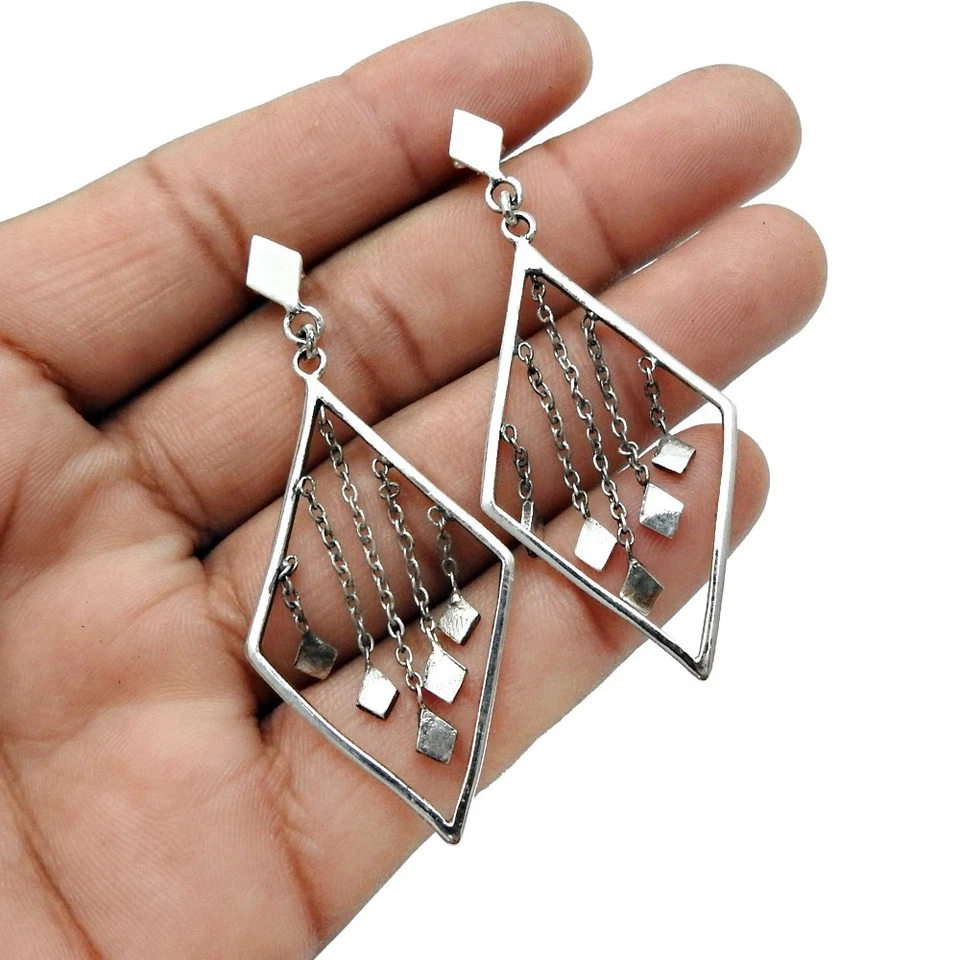 Christmas Eve Real 925 Sterling Silver Stunning Dangle Earrings Handmade Jewelry - Image 4 of 4