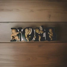 Christmas Wall Decorations Burwood NOEL Cherub Angels  2866  Green  Gold 1987