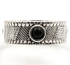 Natural Black Onyx 925 Solid Genuine Sterling Silver Ring Jewelry Sz 7