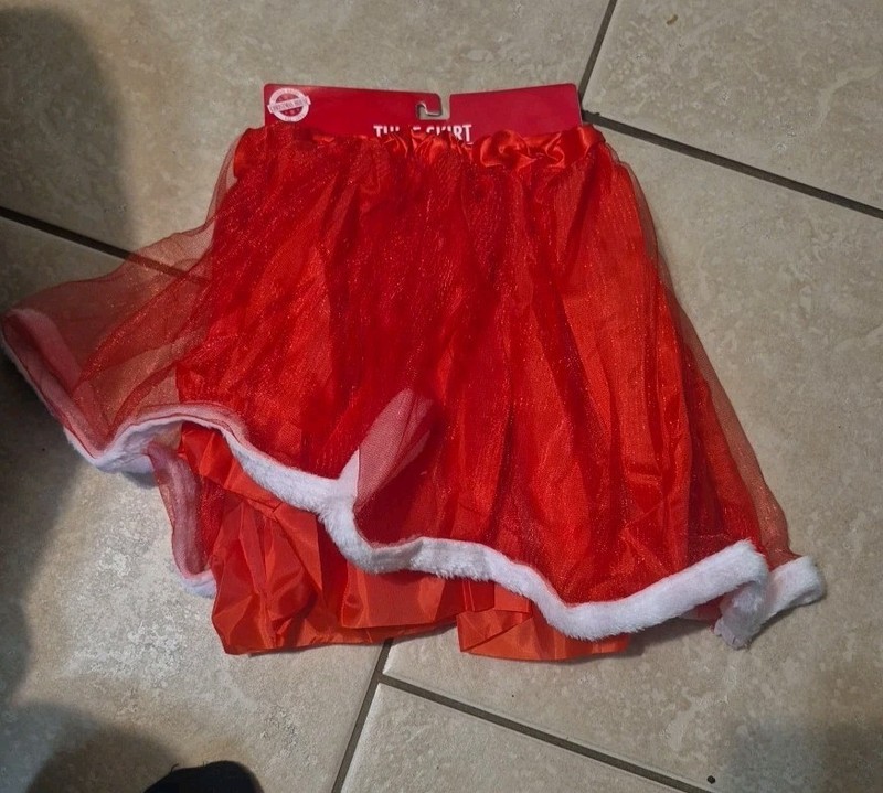 New Tulle Christmas Skirt for Girls Elastic Tulle Skirt Red & White 20 X 14 In