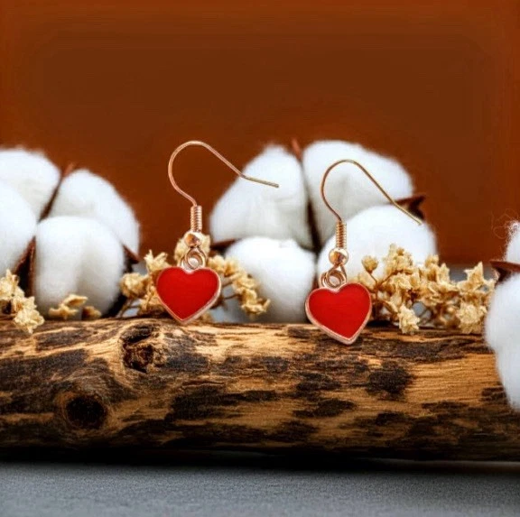 PENDIENTES CORAZÓN ROJO ESMALTADOS - Imagen 4 de 4