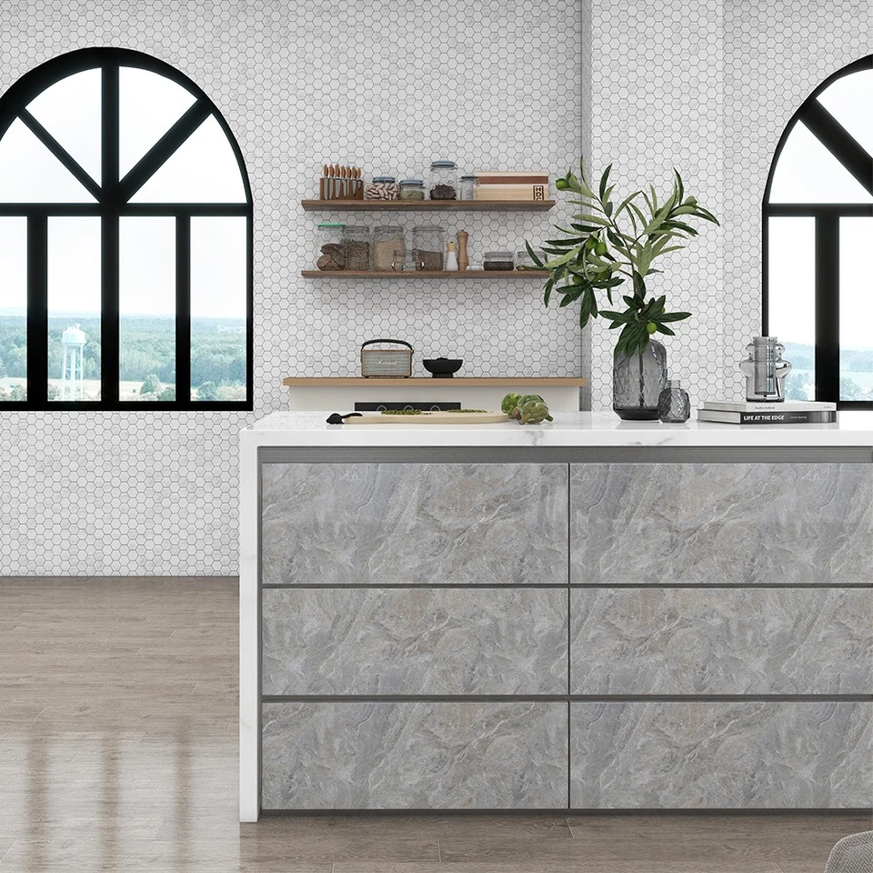 2 Rolls Marble Wall Paper Peel and Stick Countertops Contact Paper(23.6x393inch) - Image 4 of 4