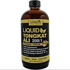 Organic Liquid T0NGKAT ALI By Livingston Naturals 200:1, Max Strength. 16 oz.