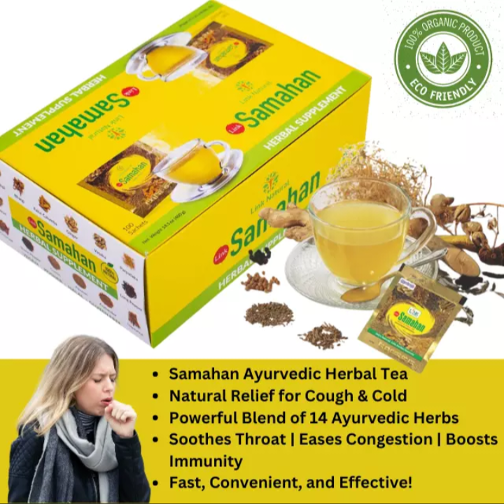 Samahan Ayurvedic Herbal Tea - Natural Cold & Cough Relief with 14 Herbs