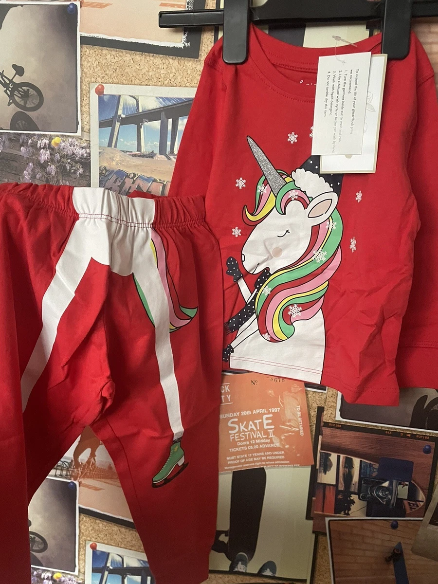 V By Very Baby Girls Christmas Unicorn Pyjamas Size 12 18m Red