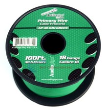 18 Gauge Car Audio Primary Wire 100ft Green Remote, Power/Ground Electrical