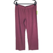 PJ Salvage Womens Pajama Lounge Pants Faux Button Fly Burgundy M