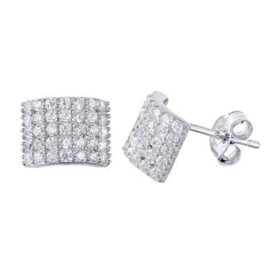 MICRO PAVE SET HALF WRAP STUD EARRINGS SIMULATED DIAMONDS 925 STERLING SILVER