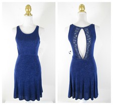 Free People Navy Lady Jane Fit Flare Floral Lace Cutout Mini Dress Size XS NWT 
