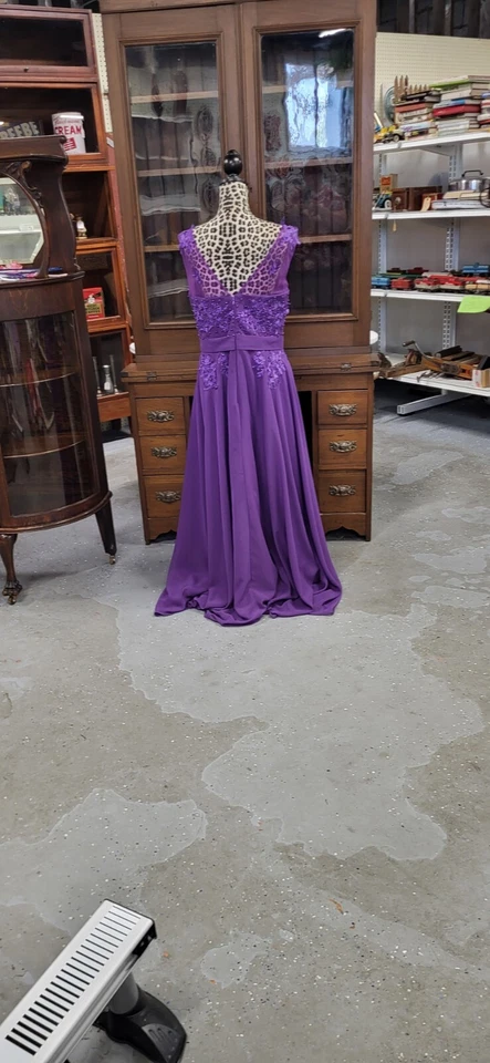 Maxi Vestido de Noche Encaje Fiesta Baile de graduación Boda Dama de honor Talla 16 Foto 2 de 4