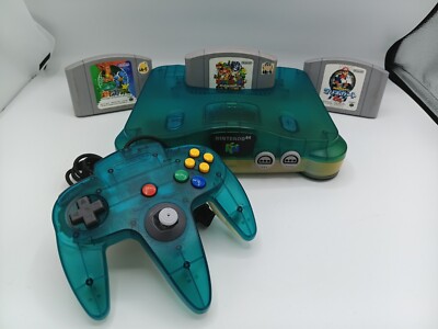 REGION FREE Nintendo 64 N64, Ice Blue Clear Funtastic! US Power