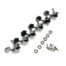 KAISH 6 Inline Semi Closed Electric Guitar Tuning Pegs for Strat/Tele Chrome