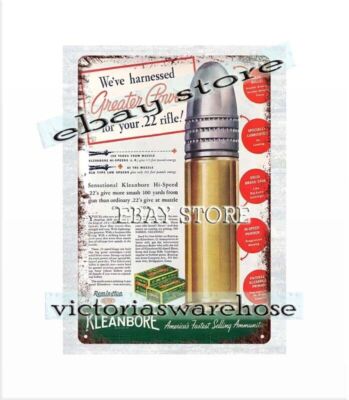 1936 Kleanbore gunfirearm bullets arms cartridge firearm ammo hunting tin sign