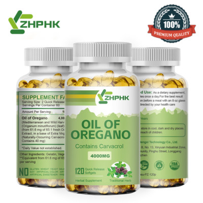 Oregano Oil Capsules 4000 mg Contains Carvacrol Herbal Supplement 120 Softgel