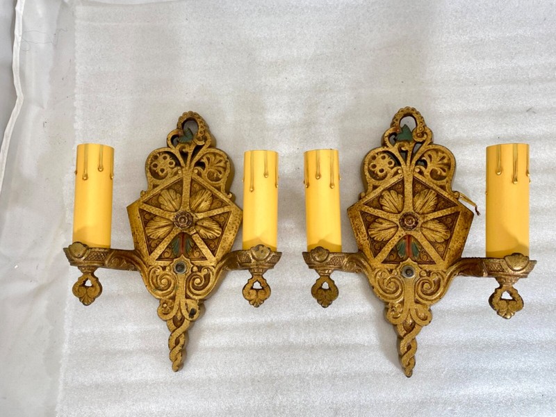 1930's Pair Spanish Revival Wall Sconces