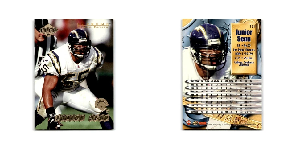 Junior Seau 1998 Collector's Edge Supreme Season Review #151 NM - Image 3 of 3