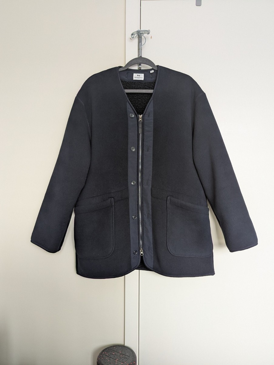 Uniqlo x Engineered Garments Collarless Fleece Coat Jacket Black