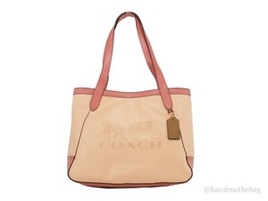 Coach (C5676) Medium Colorblock Blush Leather Horse Carriage Tote Handbag Purse - Click1Get2 Promotions