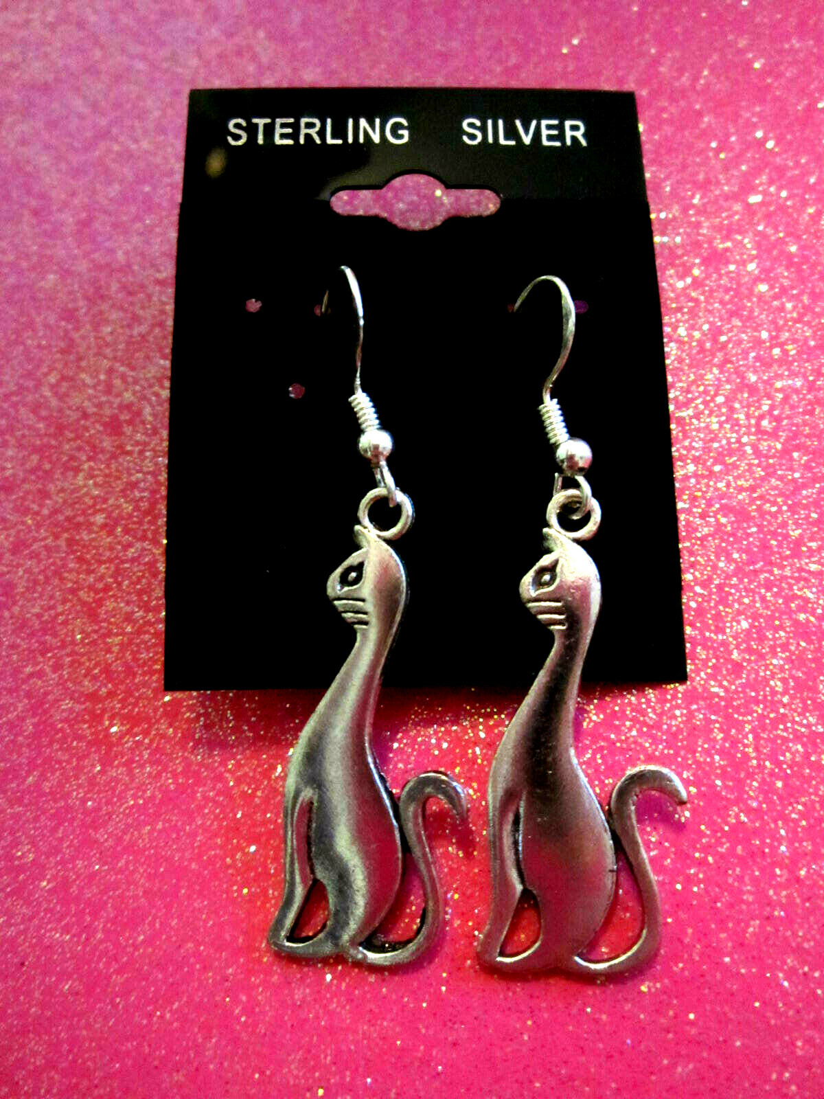 925 STERLING SILVER CAT EARRINGS eBay