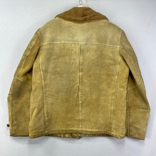 VTG 60s Pennys Suede Jacket Mens Medium Fur Lined Western Workwear Distressed - Picture 7 of 16