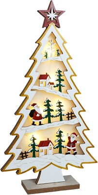 Weihnachtsdorf Leuchtszene Holz LED Batteriebetrieben Dekoration Ornament