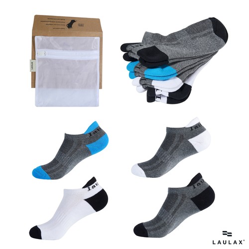 Men Cycling Running Sock Cotton Coolmax Seamless toes Protection Tendon 4 Pairs - Picture 2 of 9