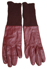 Vintage Size M Red Leather Knit Cuff 14" Gloves