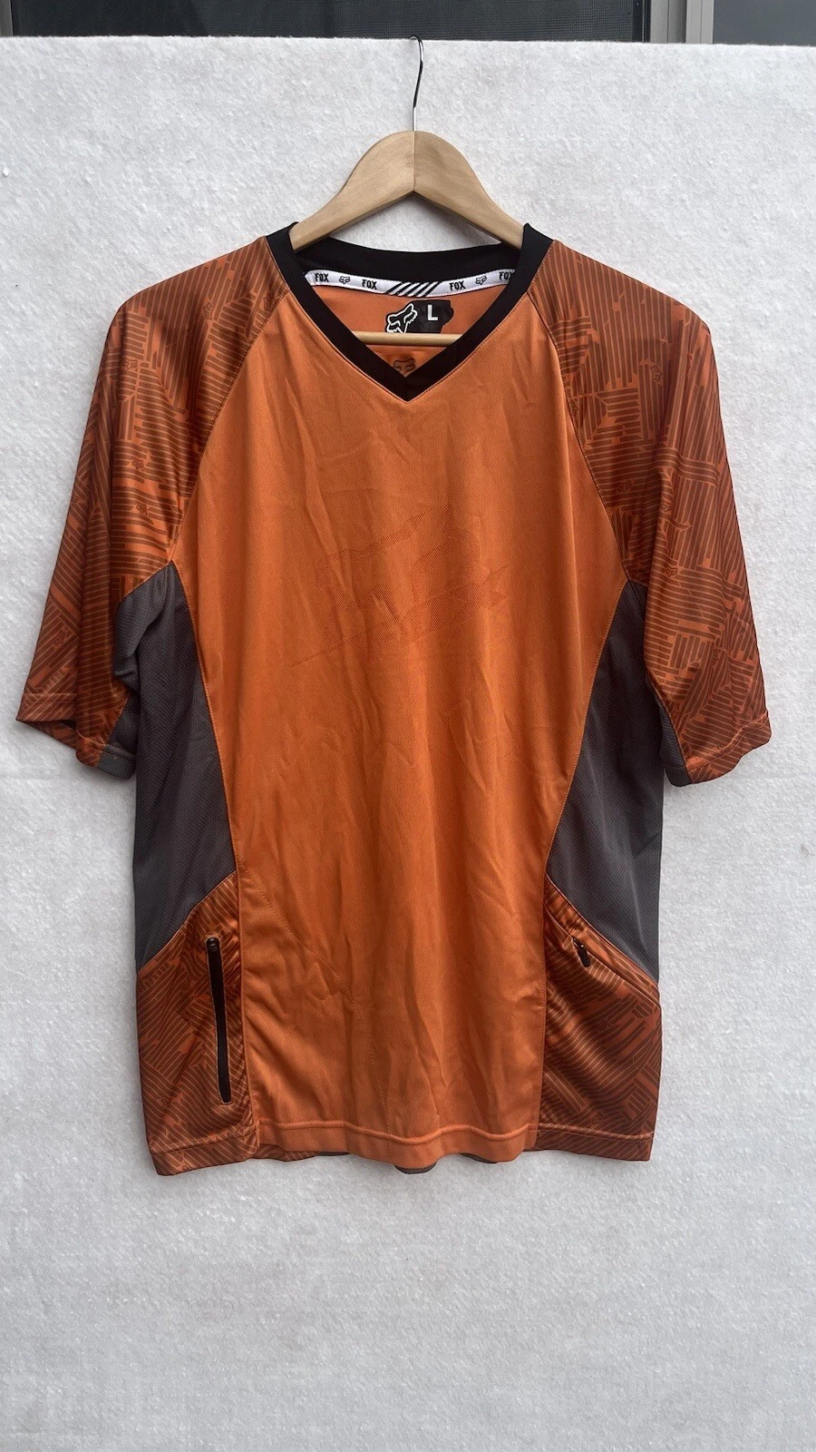 Mens Fox Short Sleeve T-shirt Motorcycle Size L Sports Training Top Quick Dry