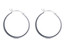 32mm Flat Tapered Hoop Earring Sterling Silver .925 High Polished