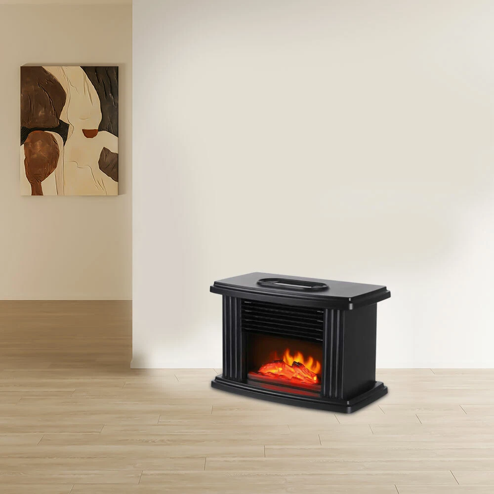 Portable Small Electric Fireplace Space Heater Heating Box 3D Flame Stove 110V