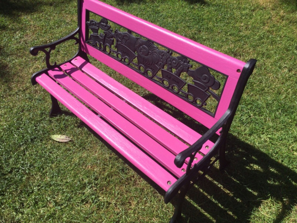 kids small Pink wooden metal Christmas gift Garden bench outdoor