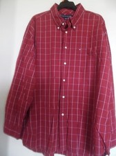 VINTAGE MENS TOMMY HILFIGER BURGUNDY PLAID SHIRT SZ XL