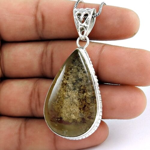 Natural Golden Rutile Gemstone Pendant Ethnic 925 Sterling Silver For Girls E84 - Picture 1 of 4
