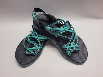 Chaco ZX/3 Classic Sport Sandals Women Shoe Aqua Green Black Triple  Strapped