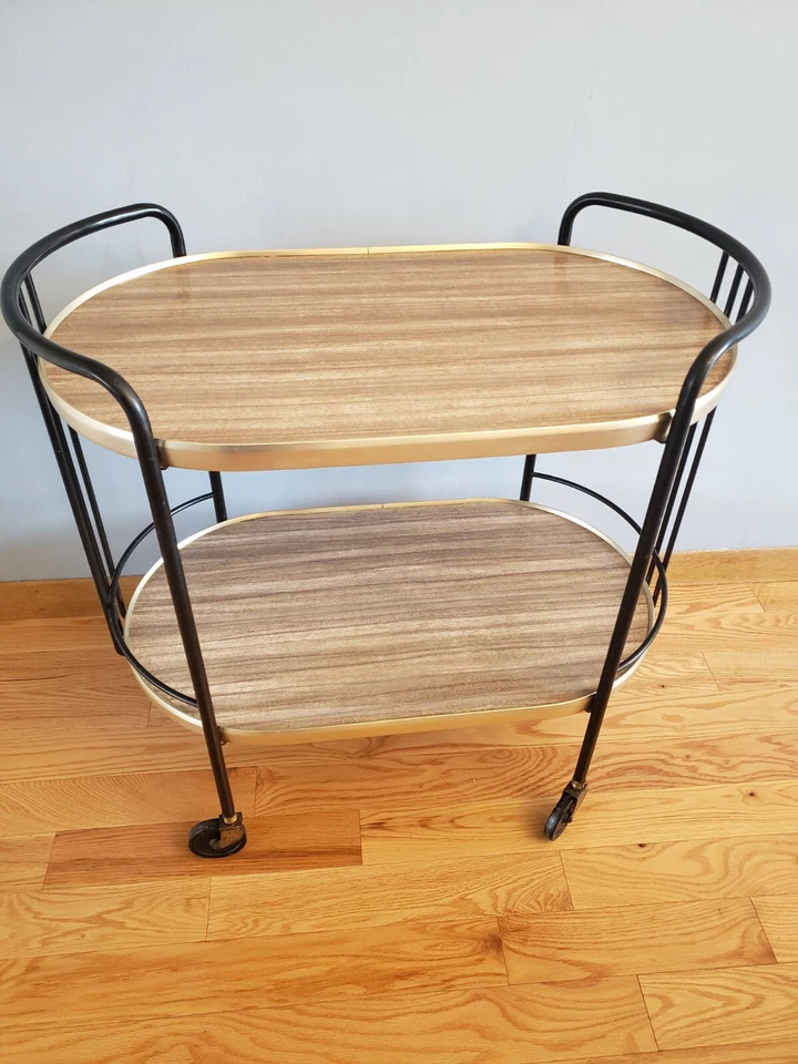 Carro de licores Howell vintage para servir rodante mediados de siglo moderno bar metal formica Foto 4 de 4