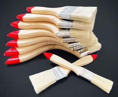2x Chip Paint Pinsel Farben Bürsten Holzgriff Für Flecken Lacken Gesso Holz Wand