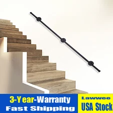 5 FT Iron Handrail for Steps Stair Railing Hand Rail Kit Black Outdoor Indoor