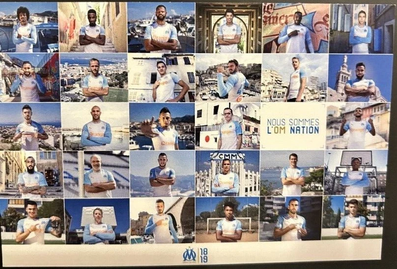 RARE CARTE CP PHOTO EFFECTIF OM OLYMPIQUE DE MARSEILLE 2018 2019 - Photo 1/1