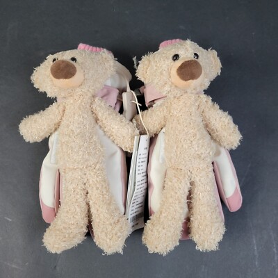 NWT 13DE MARZO Bear Skiing Gloves With Teddy Pink & White Snow Ski Size Small