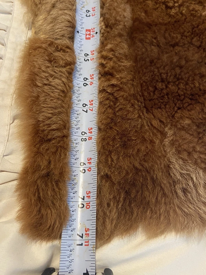 Tapete suspenso tapeçaria de parede couro pele de lhama genuíno vintage feito à mão marrom 71”X53” - Imagem 2 de 4