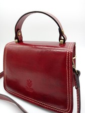 Bauletto borsa a tracolla in cuoio Vera Pelle due colori piccola made in Italy