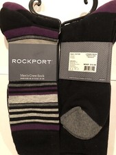 2 Pairs Genuine ROCKPORT Men's Crew Socks 8-12 Shoe Size 75 Cotton - Wonderful
