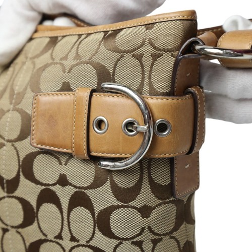 Borsa a tracolla Coach tela x pelle firmata pelle cammello donna 3574 - Foto 12 di 20