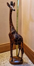 Large Hand Carved Wooden Giraffe Sculpture 60cm African Safari Ornament