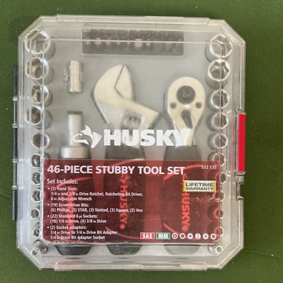 #ad Husky 46 Piece Mechanics Tool Set 532 135 SAE MM with Hard Case $53.00
