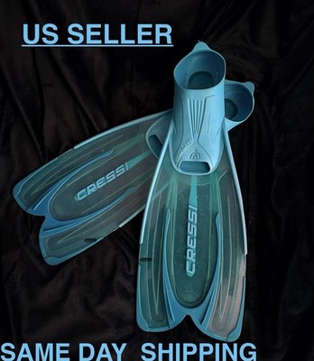 Cressi Agua Full Foot Snorkeling Swim Fins Aquamarine US  Man Size 3.5-4.5